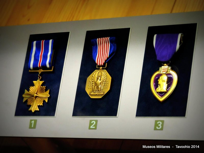 1- La cruz Distinguida de Vuelo. 2- Medalla del Soldado. 3-Corazón Purpura