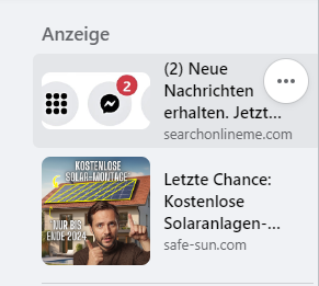 Scam-Anzeige auf Facebook
