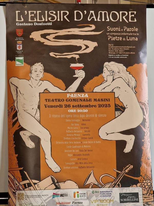 Faenza (Ra), 26 settembre 2025 – Il Teatro Masini risuona di lirica con “L’elisir d’amore”