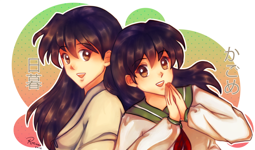 Hình vẽ Kikyou, Kagome, Sango bộ Inuyasha - Page 18 Kagome_higurashi_before_and_after_by_rocioo-d7vw94q