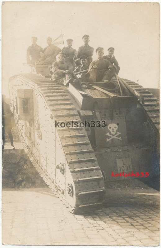 Foto Rarität ! Mark IV Beute Tank Kokampf No. 155 Freikorps Panzer Leipzig TK !