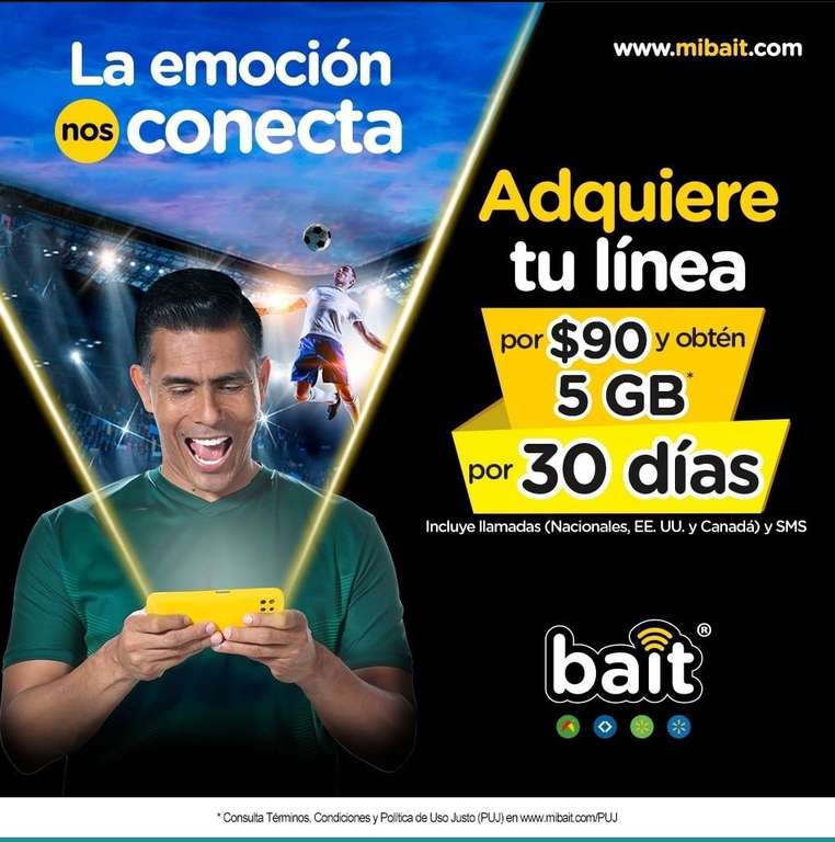 BAIT: Obtén tu línea con envío gratis por $90 
