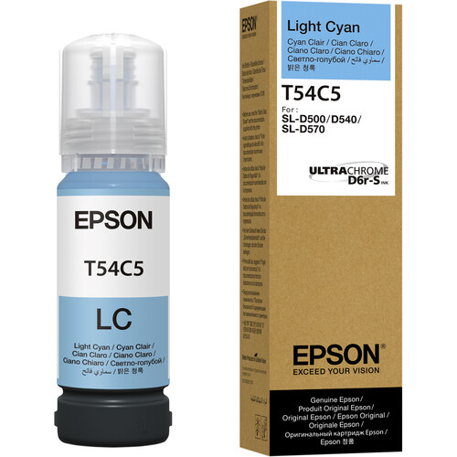 Botella de tinta original Epson UltraChrome D6R-S de color cian claro.