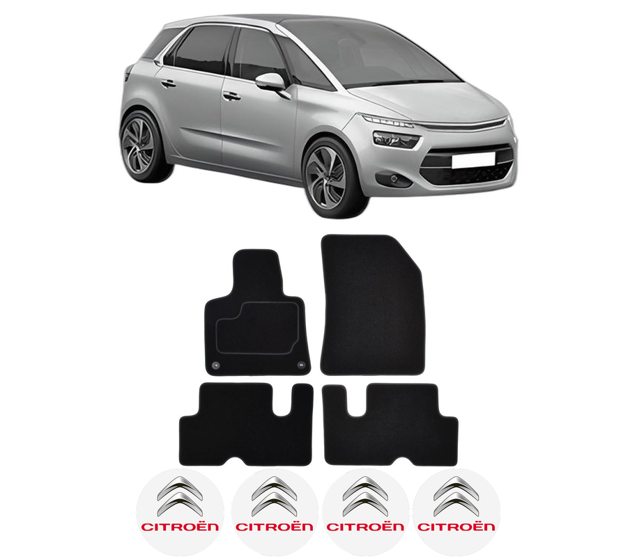 Set Covorase Presuri CITROEN C4 GRAND PICASSO II (DA_, DE_) din 2013-2018, Auto, Material Textil Mocheta, 4 Stickere auto cu CITROEN