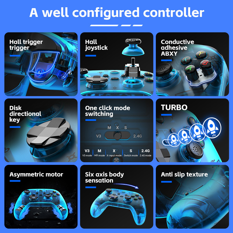 G6 Pro Wireless Gaming Controller - Hall Joysticks & Triggers, Multi-Platform, Six-Axis Gyro, Turbo & Macro(green)