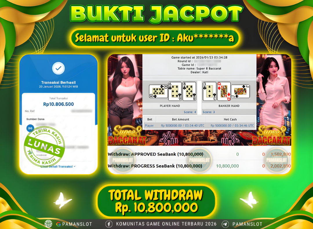PAMANSLOT JACKPOT Game Live Games PP-Baccarat Rp.10,800,000- LUNAS