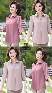 DH1442-Áo sơ mi nữ trung niên sang trọng Vinfa ,mẫu áo tay dài , kiểu cổ sơ mi , chất liệu voan lụa mềm mại , vải mát lạnh