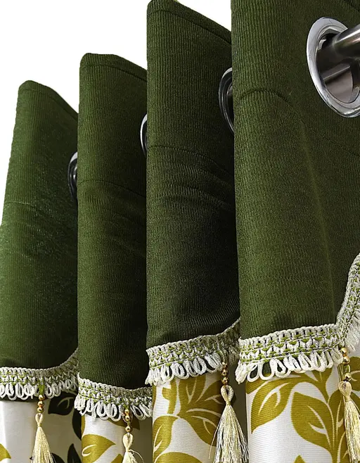 Fancy Curtain Polyester 5ft Window Pack of 2 -Green(R703)