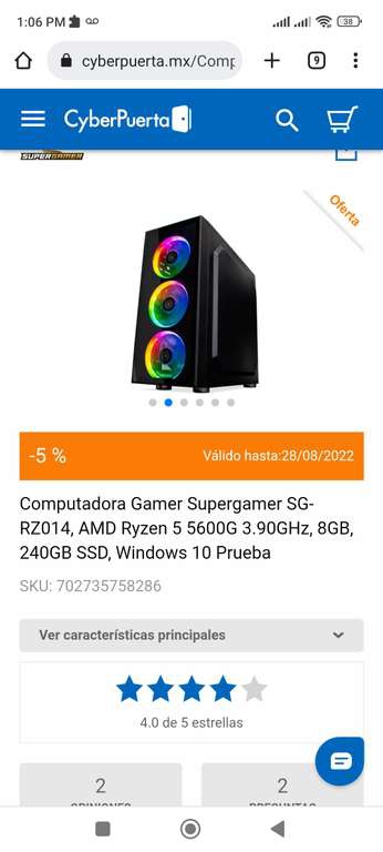 CyberPuerta: PC gamer supergamer ryzen 5 5600G 
