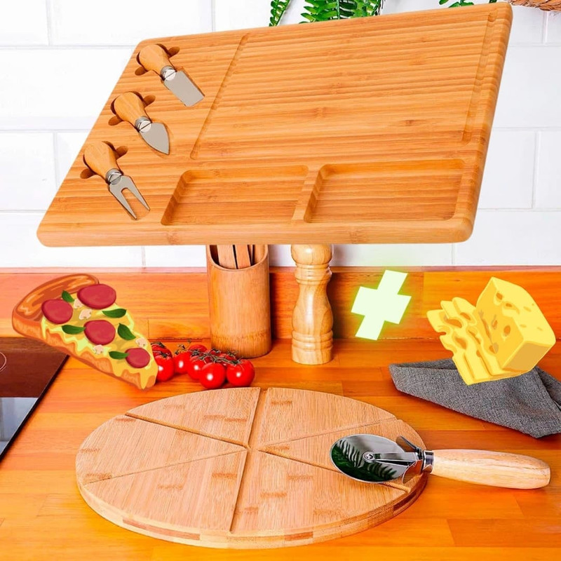 Tábua para Pizza + Tábua para Queijos – La Cuisine Linha Bambu