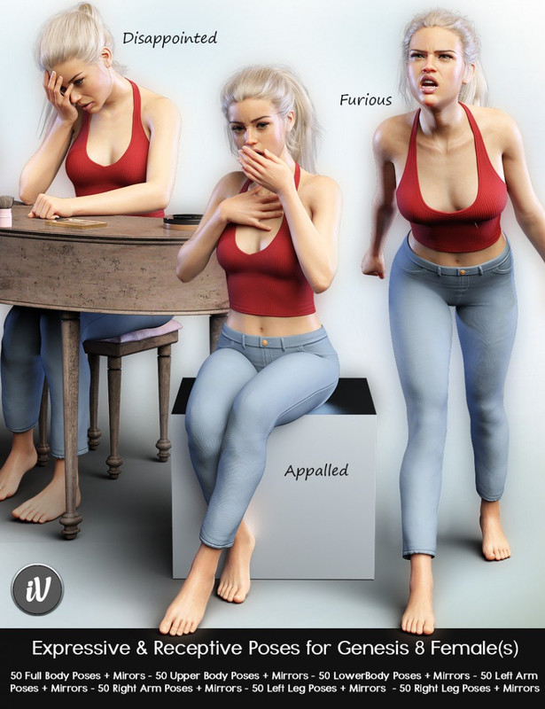     iV Expressive & Receptive Poses For Genesis 8 Female(s)