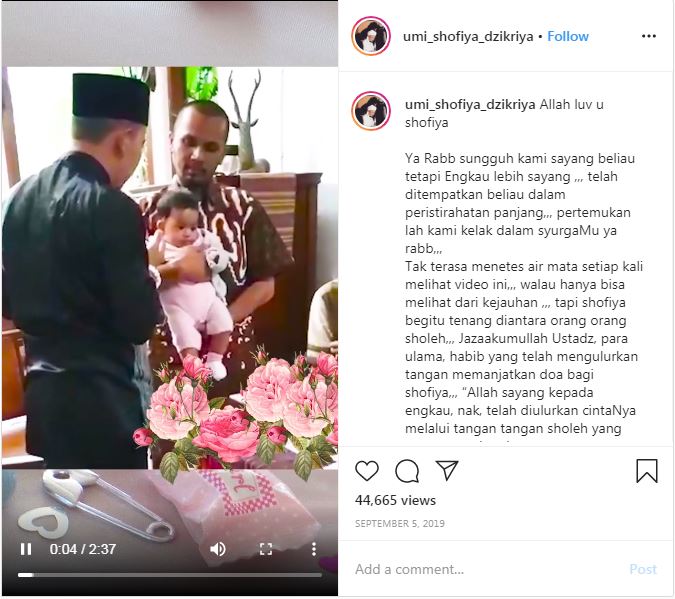 Shofiya anak almarhum ustaz Arifin Ilham