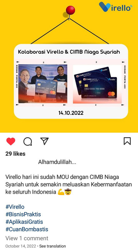 kerjasama virello dan cimb niaga syariah