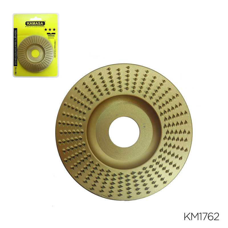 DISCO AMOLADORA ANGULAR PARA TALLA MADERA "KAMASA" 100MM TIPO PLANA Y COLOR ORO
