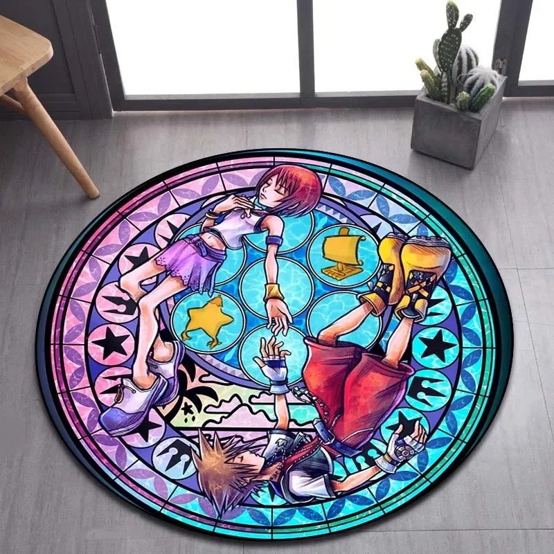 Kingdom Hearts Round Floor Rug Carpet Bedroom Doormat Non-slip