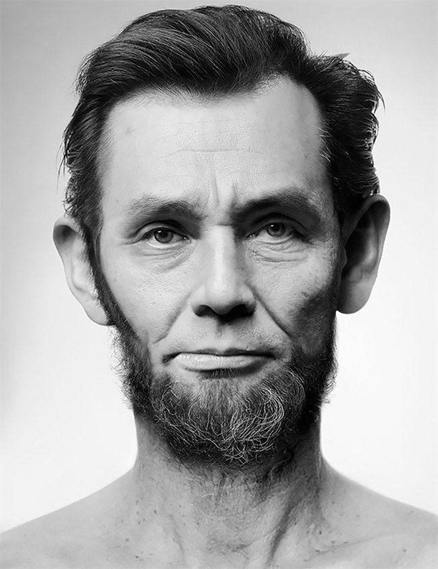 Художник создает жуткие портреты знаменитостей, сделанные из снимков других людей