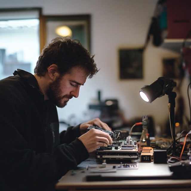 T&eacute;cnico reparando smartphone