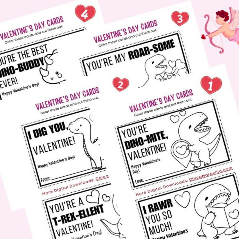 DINO-MITE VALENTINE'S DAY CARDS – DIGITAL DOWNLOAD 🦖💖
