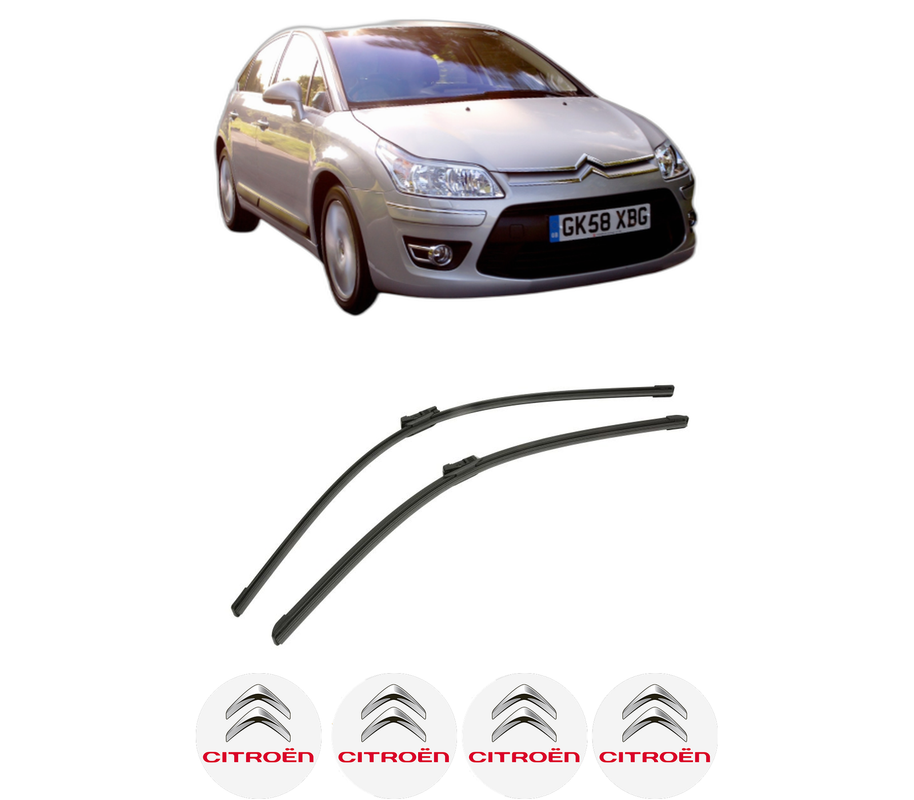 Set stergatoare auto CITROEN C4 II (NC_) din 2009-2018, pentru parbriz auto, 2 bucati, Bosch Aerotwin, din cauciuc siliconat rezistent, 4 Stickere Auto CITROEN