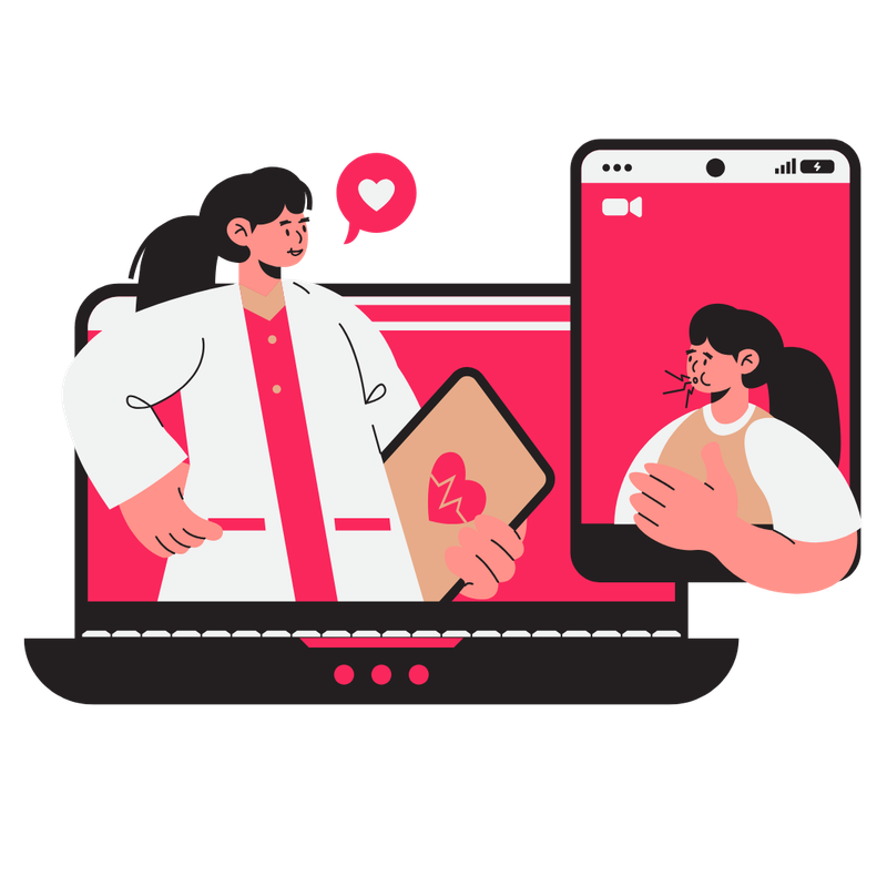Virtual consultation on computer screen for telehealth addiction services