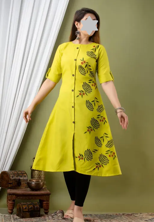 Fashionable Cotton Slub Dijital Print Anarkali Kurti For Women Color 5 (R108)