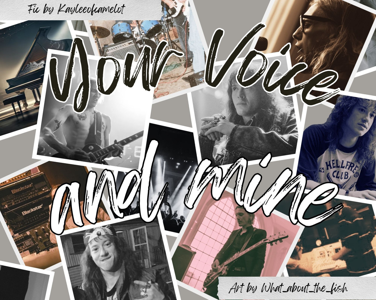 Header - a collage of framed picture snippets of Eddie and Henry with various music instruments and the fic title in big black and white lettering