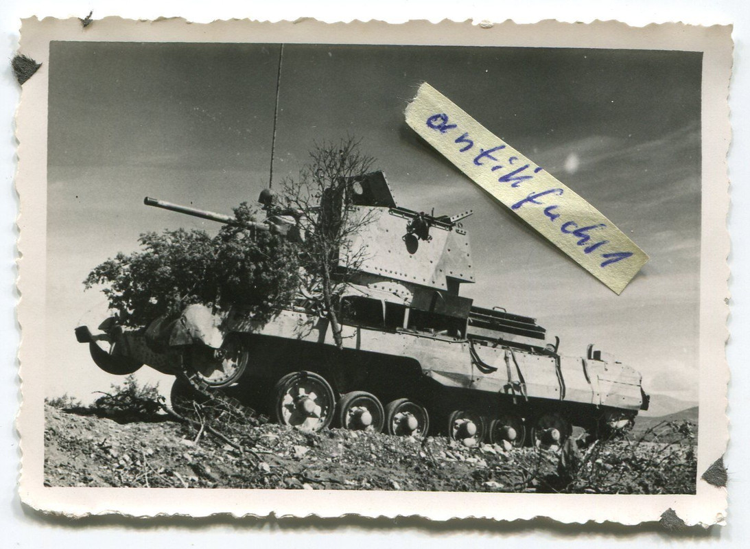 Panzer aus England mit Ästen in Griechenland im 