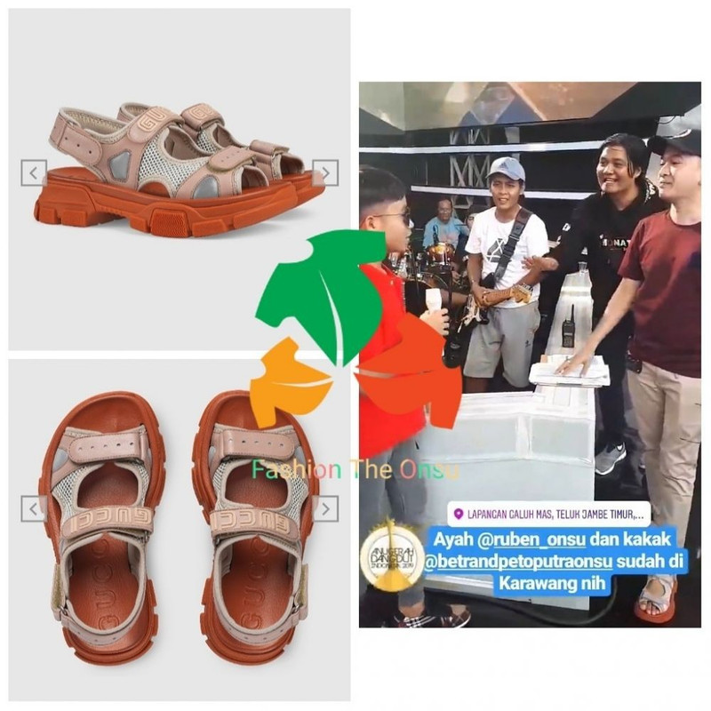Leather And Mesh Sandal dari GUCCI milik Ruben Onsu