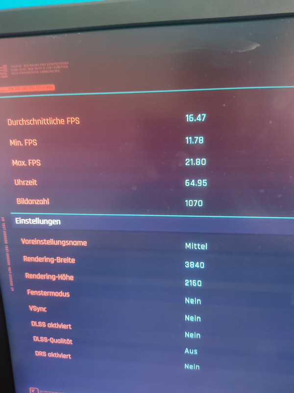 Cyperpunk 2077 UHD FPS mit niedriegsten Power Limit