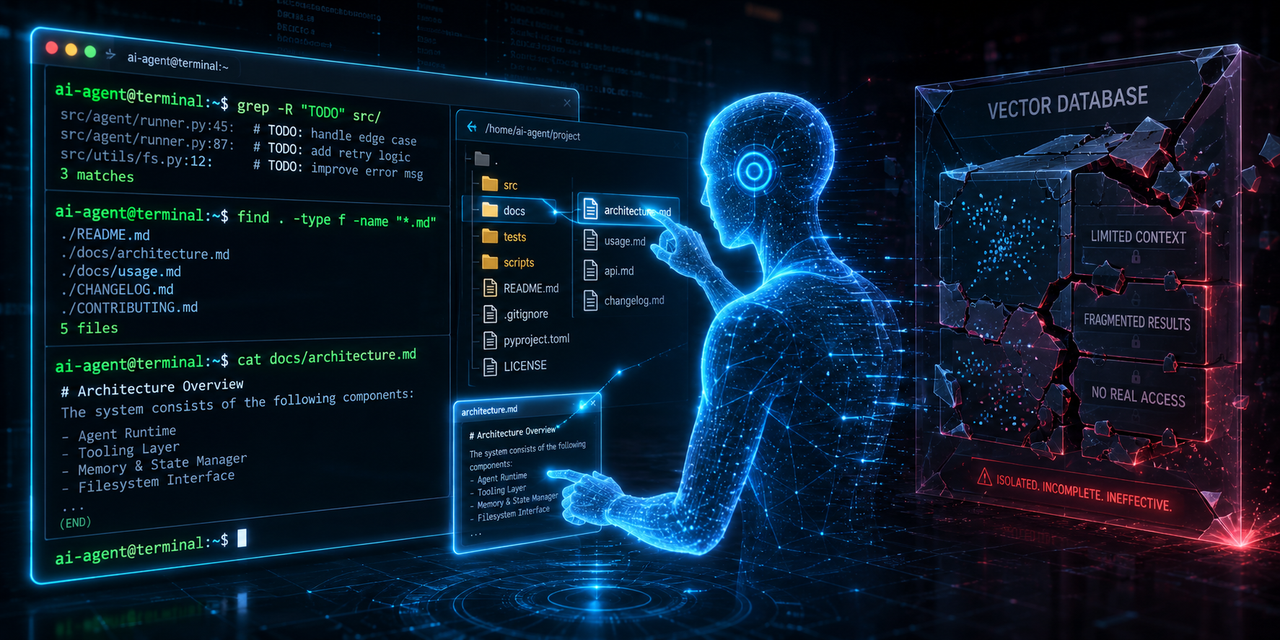 Seus agentes IA precisam de um terminal, não só de um vector database