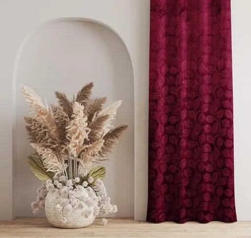 LEAF VELVET CURTAINS SET OF 1 Color 4 (R705)