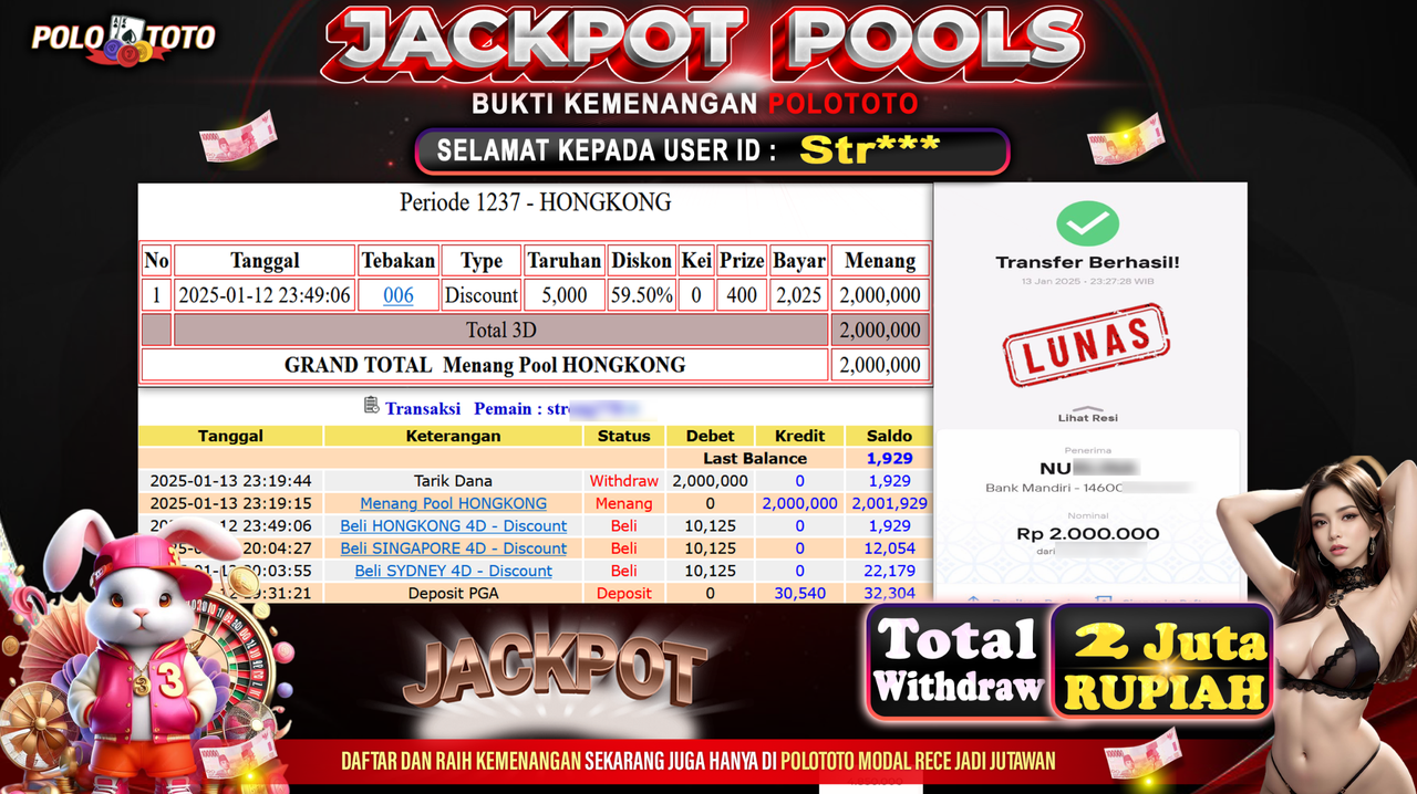 POLOTOTO JACKPOT TOGEL PASARAN HONGKONG Rp.2,000.000,-