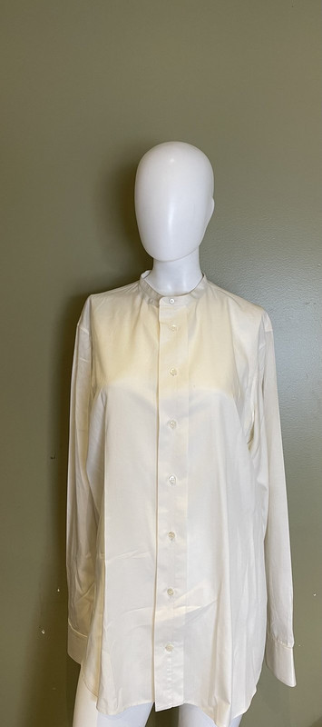 ALEXANDER MCQUEEN COLLARLESS LONG-SLEEVED WHITE SHIRT WOMENS 16