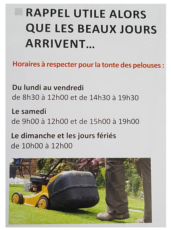 TONTE GAZON HORAIRES