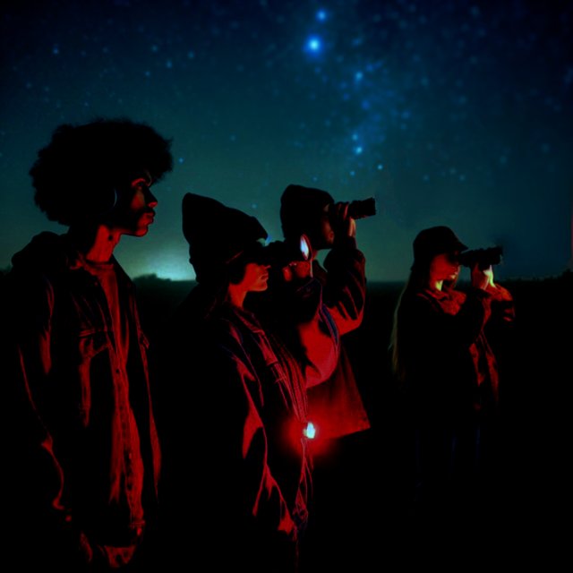 j�venes observando los astros