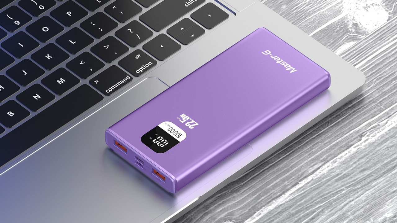 Power Bank Master-G 10000mAh 22.5W Carga Rápida Pantalla LCD Morado UCP10MPD 4