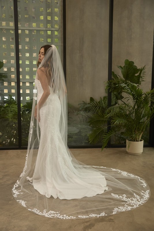 Acacia Matching Bridal Veil Style BL495V Back View