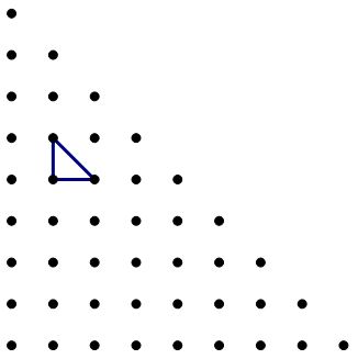 half-square grid of dots with triangle