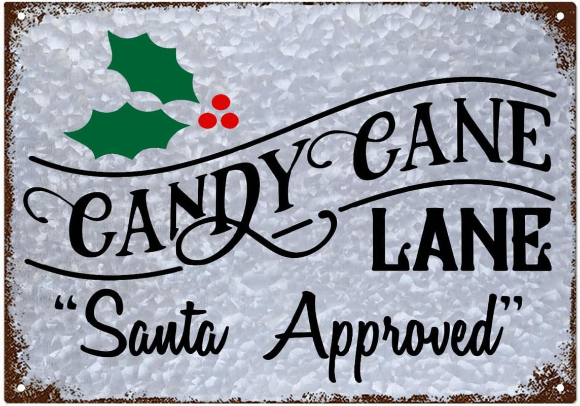 Candy Cane Lane Sign Vintage Sign For Front Yard Decor Signs 10x14 Inch Metal Wall Art Poster Galvan