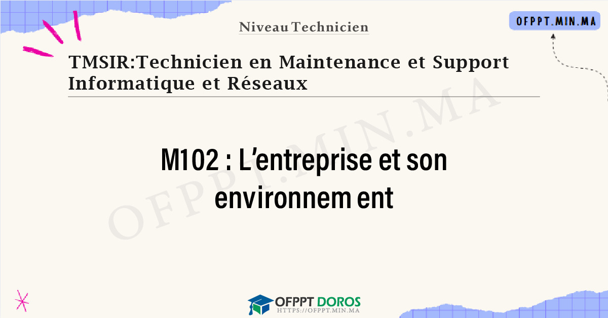 Sommaire détaillé du cours L’entreprise et son environnement M102 OFPPT - Structure du module