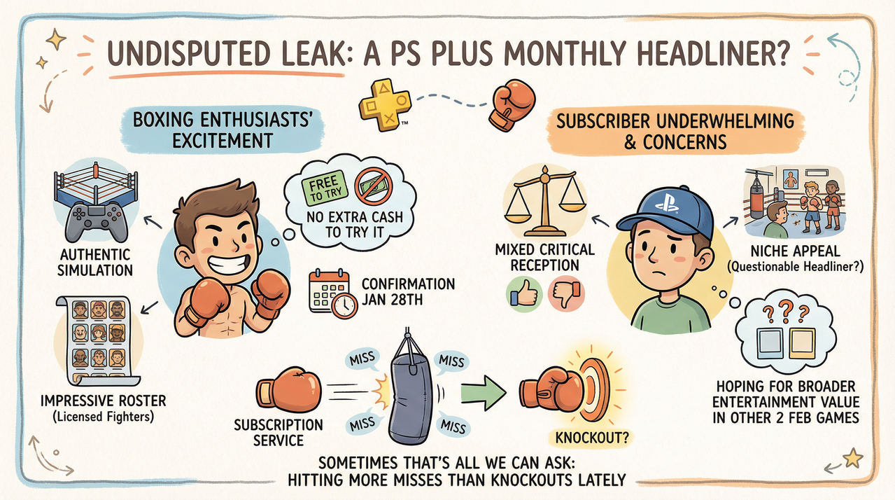 Undisputed Leaks as PlayStation Plus February 2026 Headliner - Boxing Fans Rejoice, Others Disappointed 1 Boxing gloves hanging in a gym representing competitive fighting games