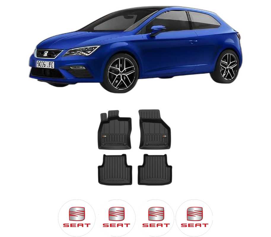 Set covorase presuri SEAT LEON | KL din 2020-2024, auto, din cauciuc thermoplastic, 4 Stickere auto cu SEAT