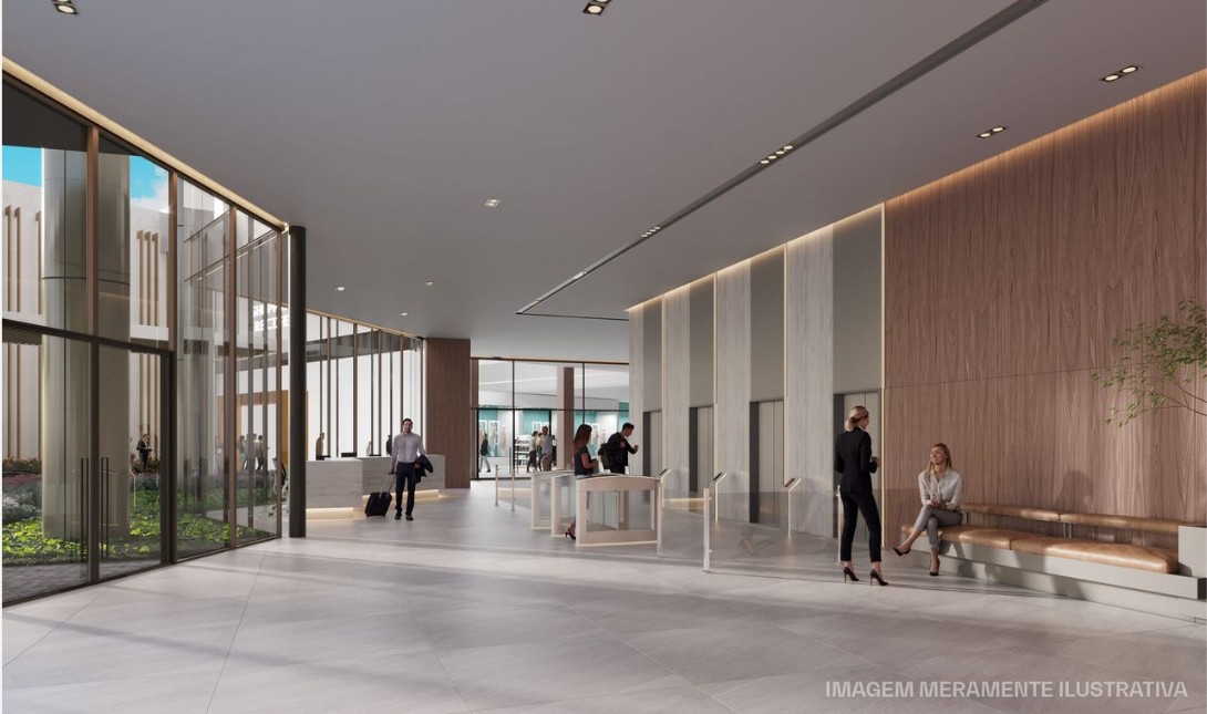 Hall de acesso elegante do Recife MedCenter com acabamento premium