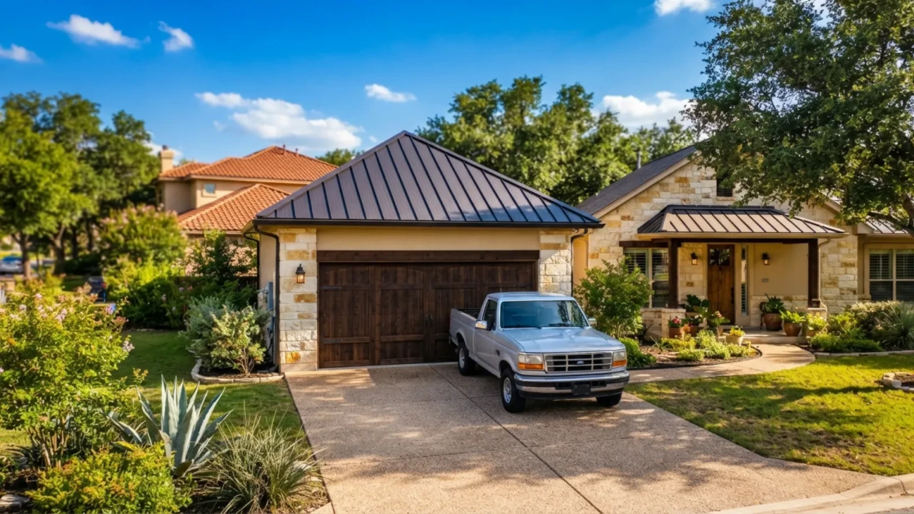 Single car garage with metal roof San Antonio