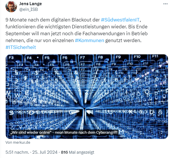  Südwestfalen-IT nach Cybervorfall  wieder online