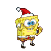 spongebob wearing a santa hat and dancing