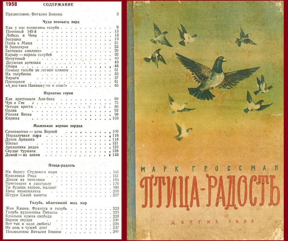 КНИГА ПТИЦА РАДОСТЬ Марк Гроссман ГОЛУБИ 1958 2
