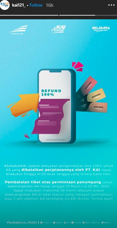 Informasi pembatalan jadwal keberangkatan kereta api