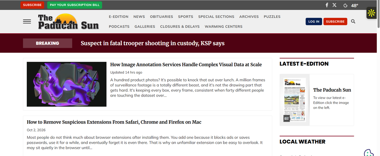 Screenshot of The Paducah Sun