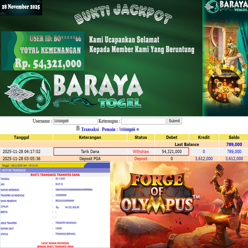 Rp. 54.321.000.- WD LUNAS DI BARAYATOGEL